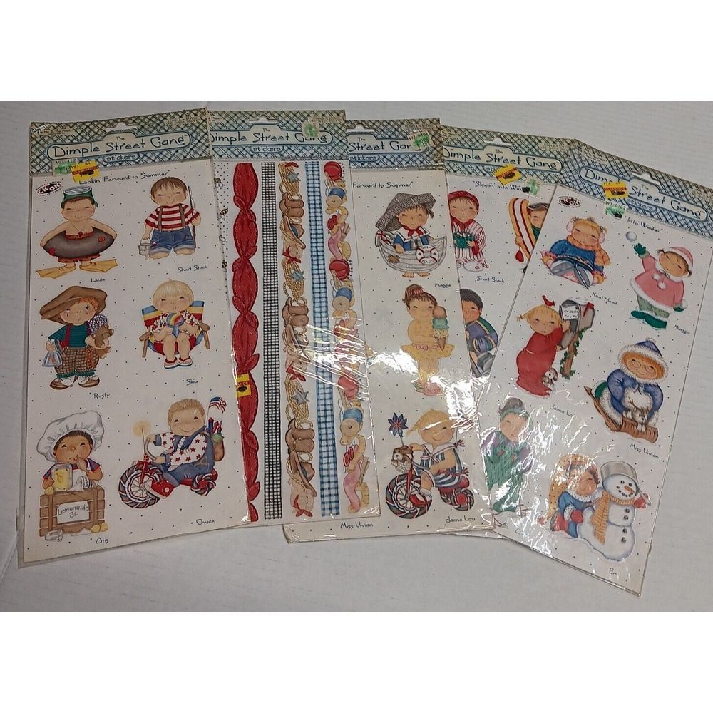 5 Vintage  Dumple Street Gang Stickers Acid Lignin Free New Sealed Children kids
